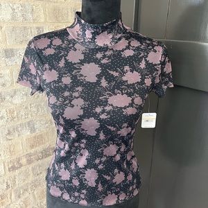 NWT Free People Printed Mesh Tee In Night sz S